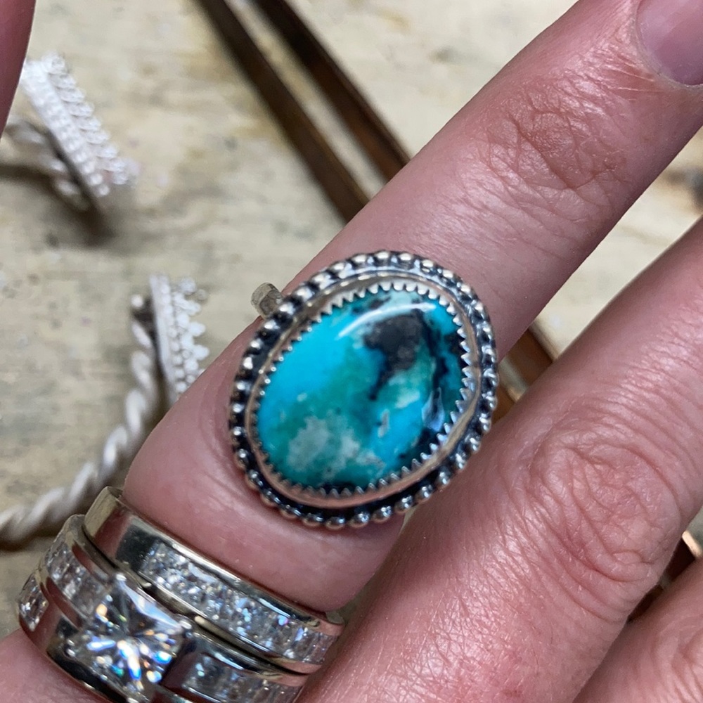 Sterling silver ring sz8.5 natural turquoise